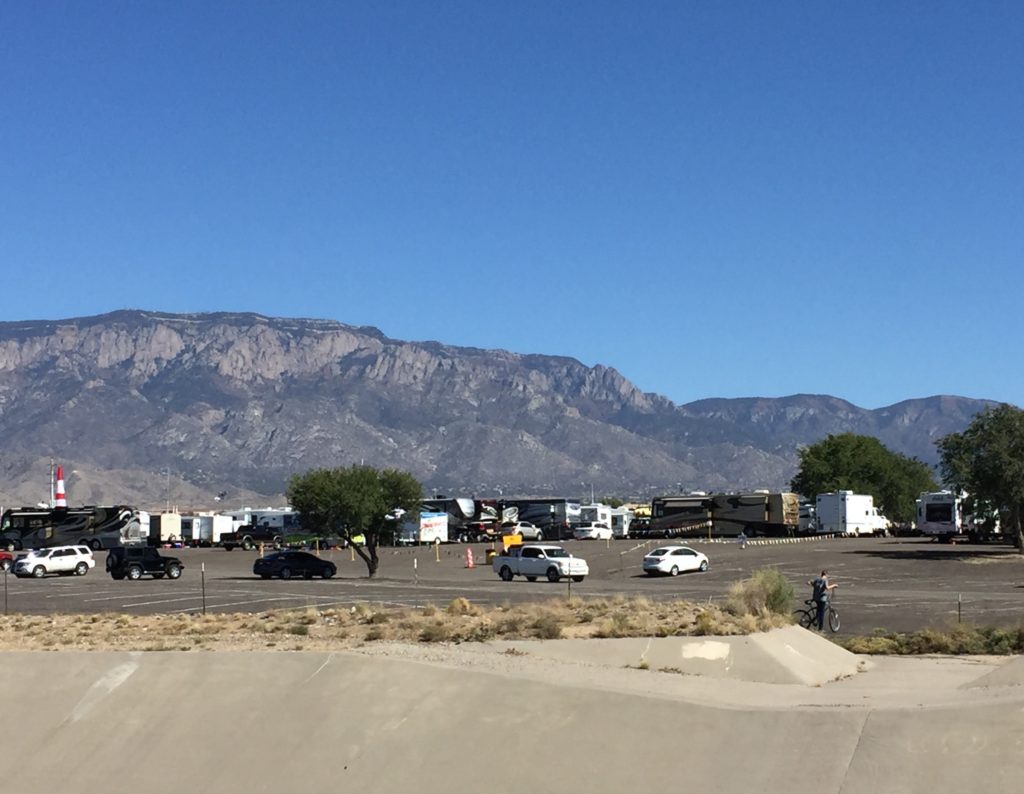 Our campground at foot of Sandia Mtn